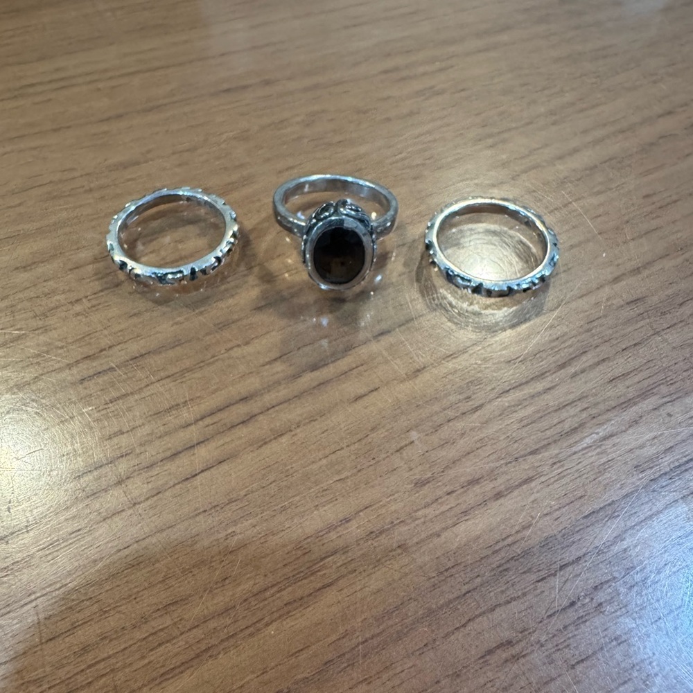Silpada Stone Silver Ring Set